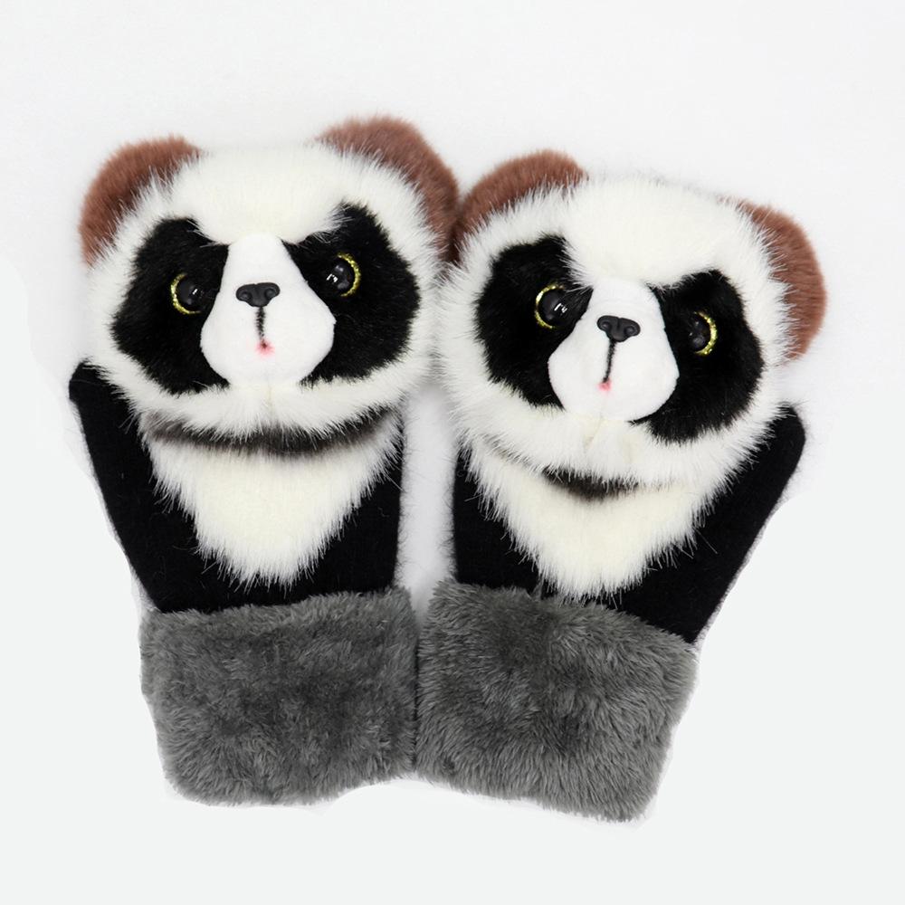 Cartoon cute plush thick warm plush gloves