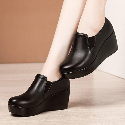 Women's high-heeled leather shoes (elastic band)