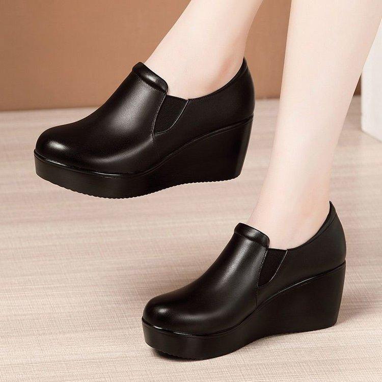 Women's high-heeled leather shoes (elastic band)