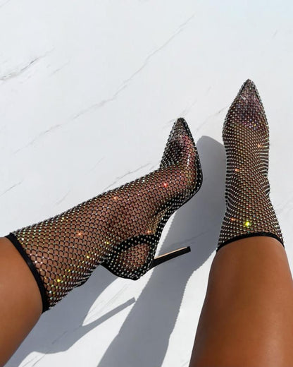 Diamond fishnet high heels