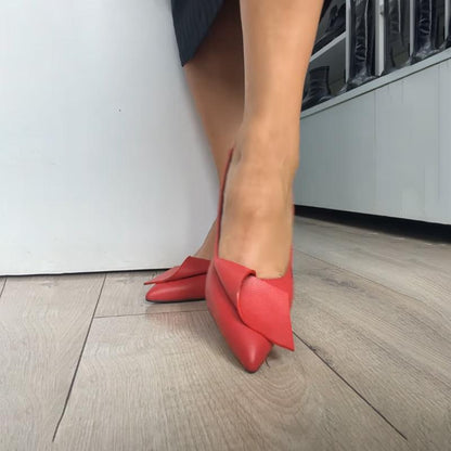 Crowded-Heeled Point-toe Shallow Pumps