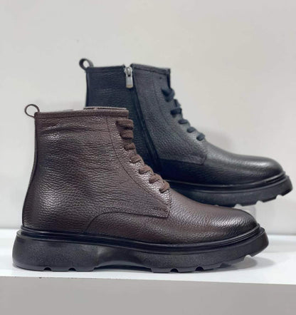 PUNTO side zipper lace-up winter boots for men