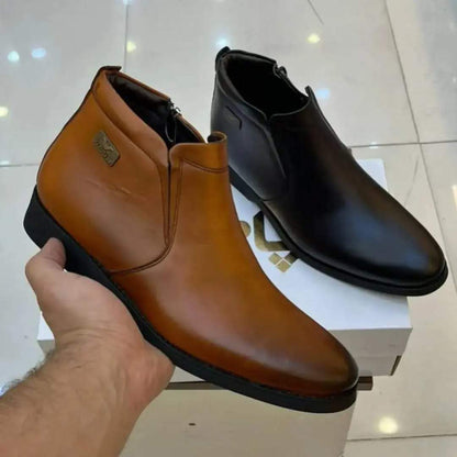 Plain Men Brown Casual Leather Boots