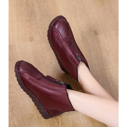 Women's leather zip-up ankle boots