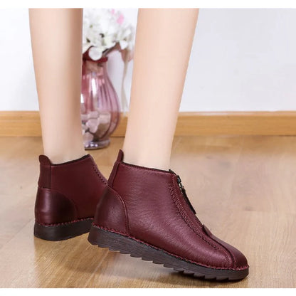 Women's leather zip-up ankle boots