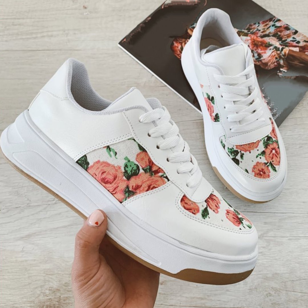 Women's Rose Floral Casual Sneakers