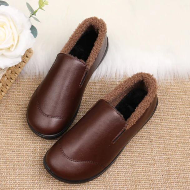 Women's leather cotton shoes