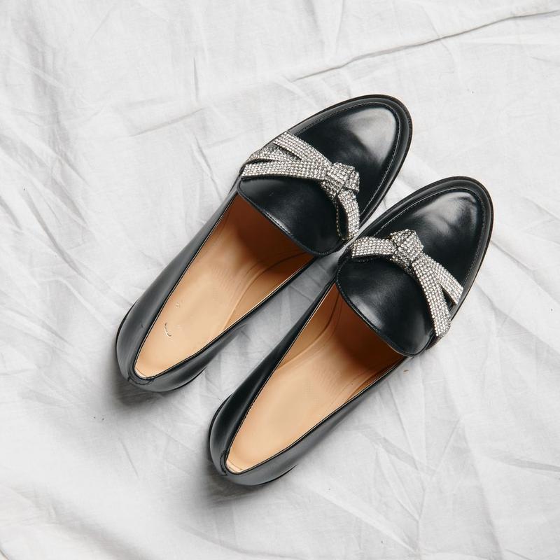 Women's Comfortable Dazzle Bow Loafers