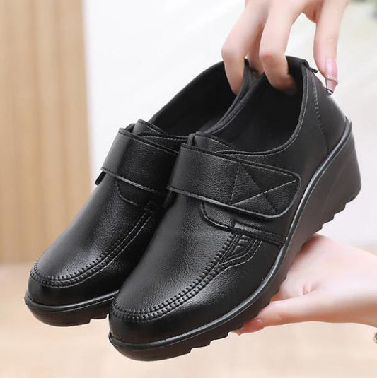 Velcro leather wedges