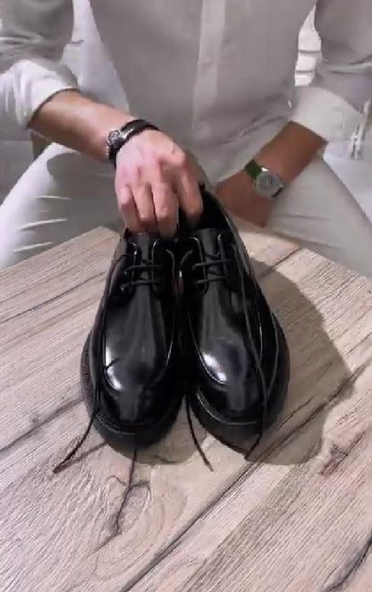 Top layer cowhide open edge pearl leather business formal leather shoes