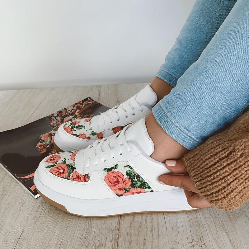 Women's Rose Floral Casual Sneakers