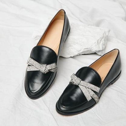 Women's Comfortable Dazzle Bow Loafers